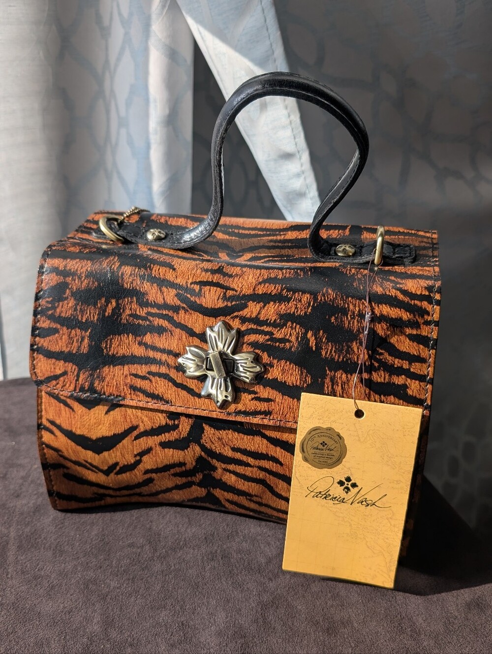 NWT Patricia Nash Ellora Leather Crossbody Bag – Tiger Animal Print